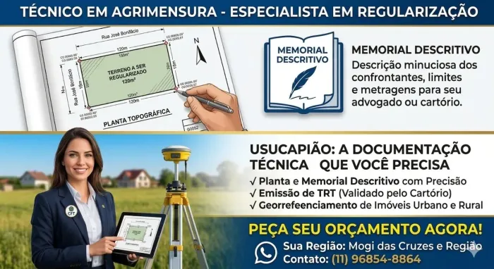 Topógrafo Especialista em Levantamento para Usucapião