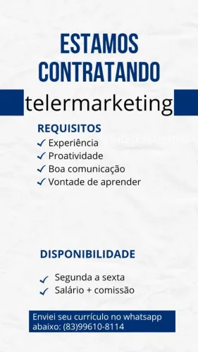 Oportunidade! Vaga disponível 