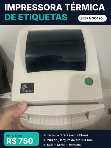 Impressora térmica de etiquetas marca Zebra