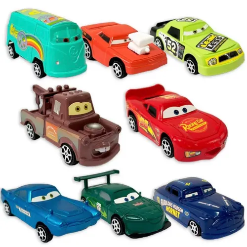 Kit com 8 Carrinhos com Fricção Relâmpago MCqueen Coleçao Completa Envio Rápido
