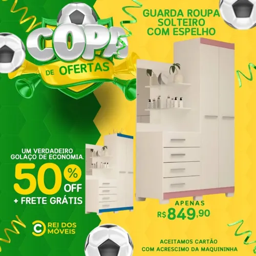 Guarda roupa solteiro 100% MDF