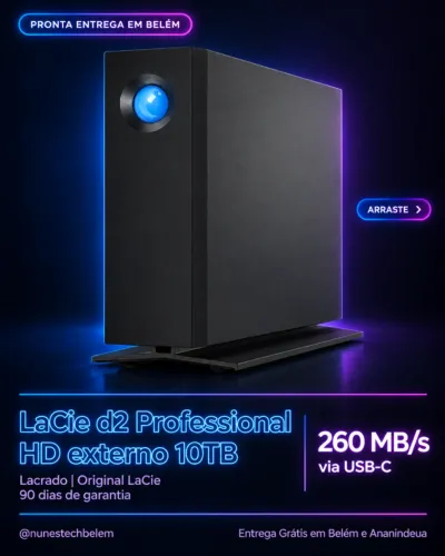 Lacie Seagate HD Externo USB-C com 10TB de armazenamento