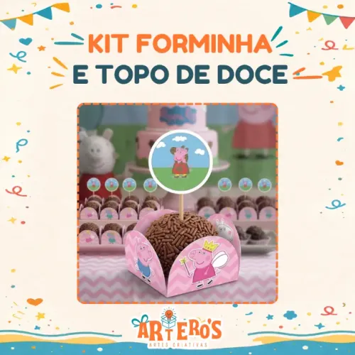 Kit 24 Forminhas e 24 Topo de doces Peppa Pig