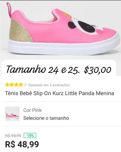 Tênis infantil bebê feminino 24 e 25