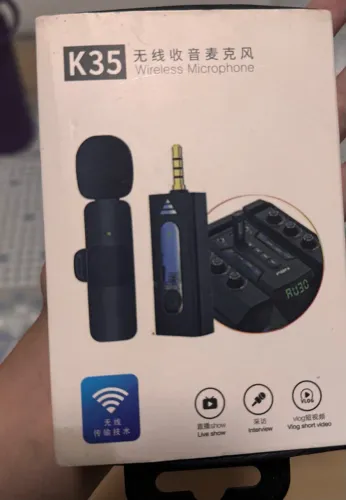 Microfone K35 Wireless de Lapela. Pouco Uso e Sem Fio