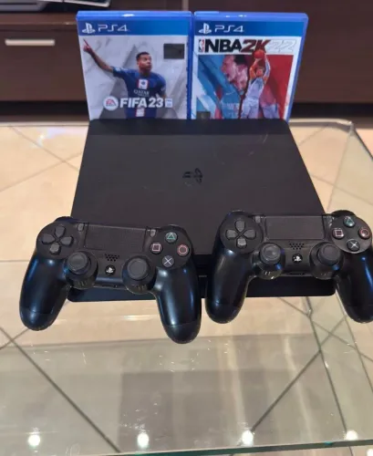 Playstation 4 Slim - Controles e jogos Pego notebook