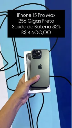 Seminovo: iPhone 15 Pro Max 256GB Preto - Bateria 82% | Loja Fisica