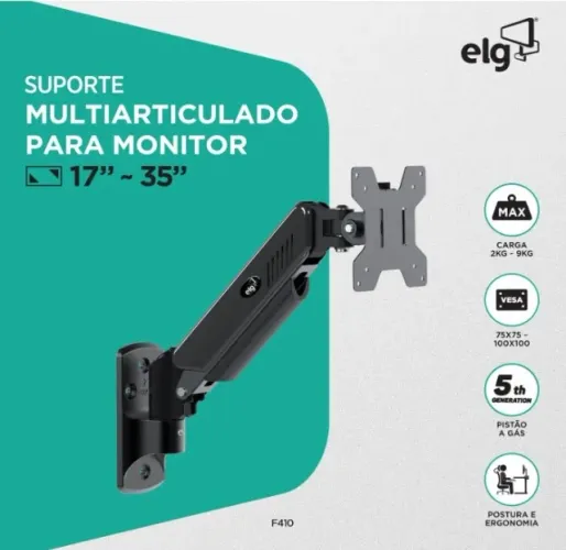 Suporte Articulado ELG F410 para Monitor (17" a 34")