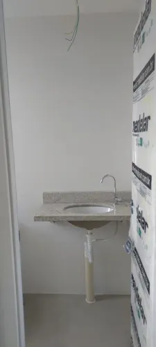 Bancada banheiro - Pedra Siena - com cuba embutida 85cm largura x 40cm profundidade
