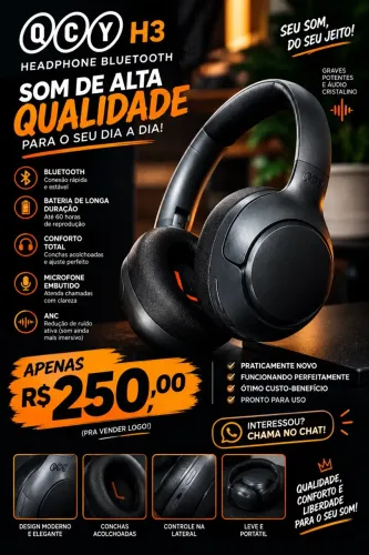 QCY H3 Bluetooth Original - Seminovo, Excelente Estado!