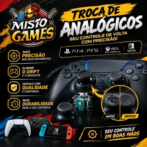 Troca de Analógicos Hall Effect/TMR - PS4/PS5/Xbox One/Series