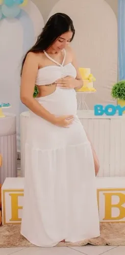 vestido longo gestante
