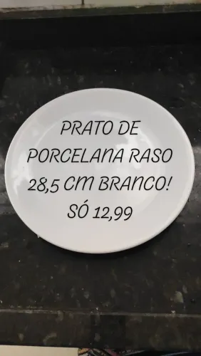 Prato Raso de Porcelana Com 28,5 Cm Branco