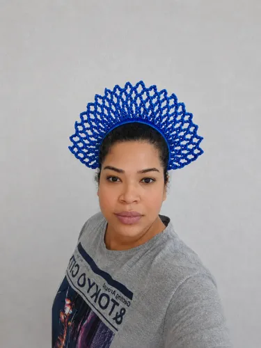 Coroa azul de macramê