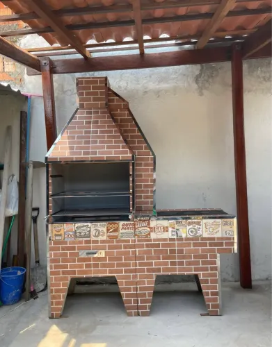 CHURRASQUEIRA GRANDE 80x50 COM FOGÃO A LENHA