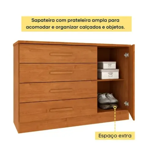 Cômoda Barcelona Ripada Casal 4 Gavetas