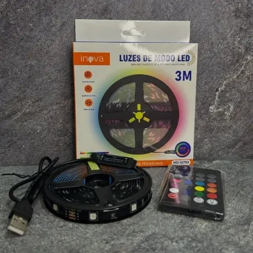 Fita de Led 3 metros USB + Controle - Entrega Grátis