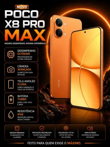 Lançamento Poco X8 Pro Max Laranja