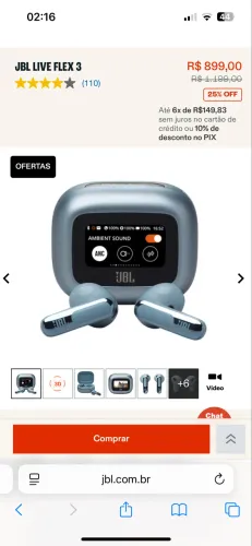 Fone JBL Live flex 3