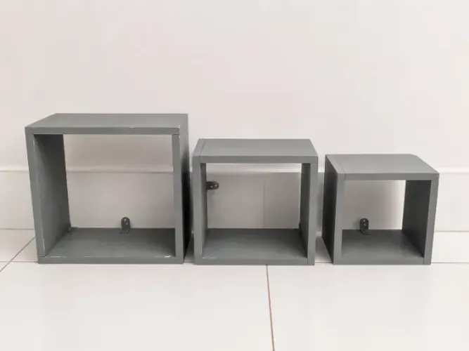 Kit com 3 Nichos de Parede em MDF Cinza