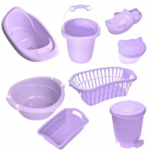 Kit com banheira, bacia, balde, cesto e etc.