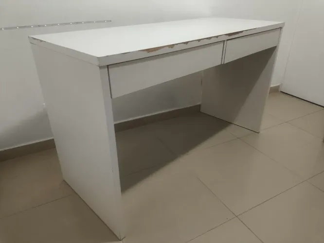 Mesa Escrivaninha de Escritório Branca com 2 Gavetas Espaçosas (leia a descrição)