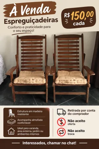 Espreguiçadeira de madeira