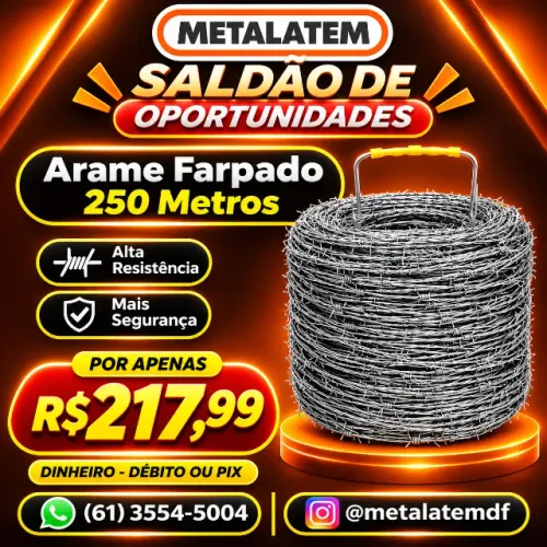 ARAME FARPADO 250 METROS PARA SEGURANÇA