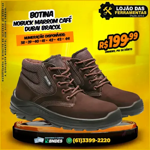 Botina Nobuck Marrom Café Dubai Bracol