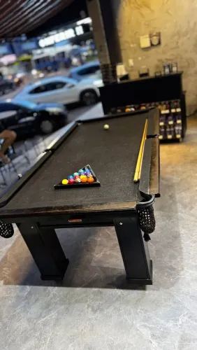 Mesa de sinuca estilo bar (caçapa de corda e couro)