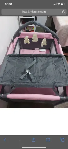 Berço  Chiqueirinho rosa/ Colchão Infantil 