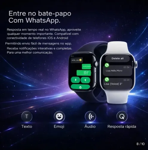 Relógio Smartwatch S10 Serie 10 Chatgpt GPS NFC - Cor: Preto