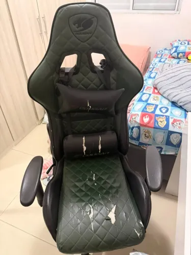 Cadeira Gamer Cougar Verde - Reclinável + Almofadas | Leia descrição