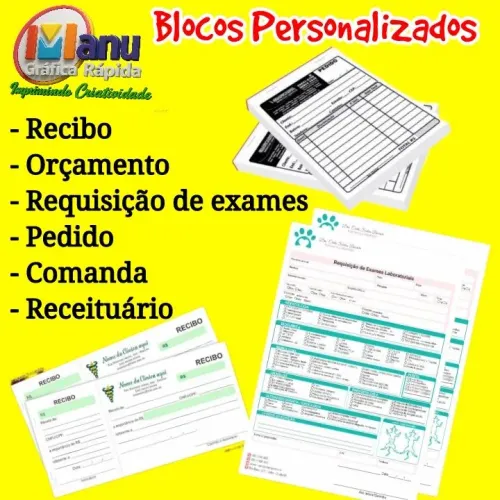 Blocos de papel para recibo, notas, receituário, comandas e etc