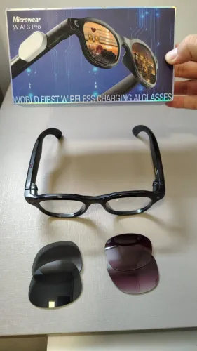 Óculos Inteligentes AI com Câmera 13MP, Áudio Open?Ear Bluetooth, 3 Pares de Lentes Interc