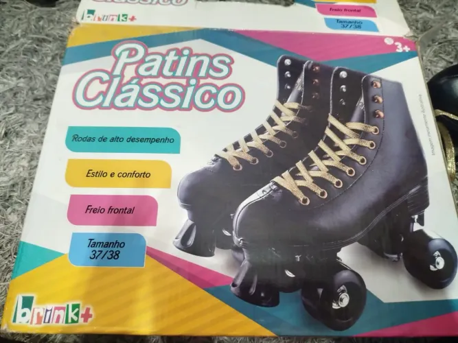 Patins Quad Roller 4 Rodas Preto Feminino 37/38