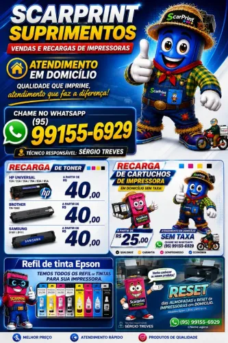 Suprimentos vendas e recargas de impressoras