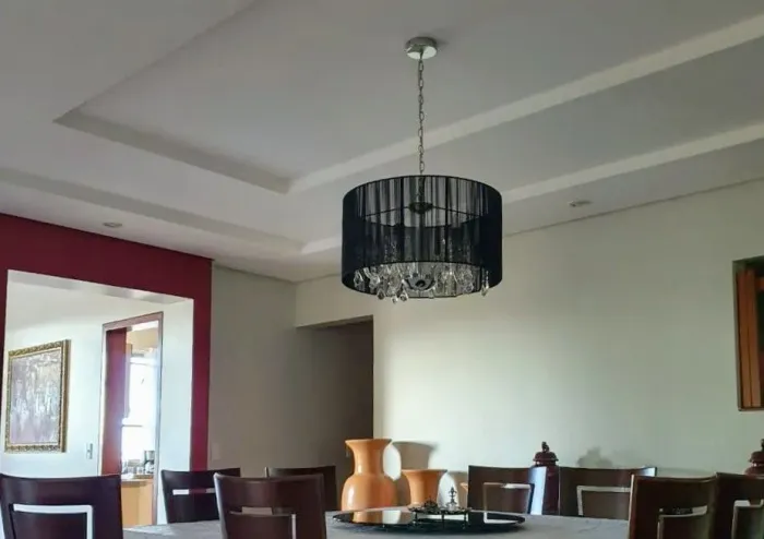 Lustre Pendente De Cúpula Preto-6 bocais em vidro - Mesa De Jantar e demais ambientes