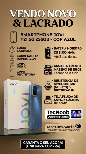 Smartphone Jovi Y21 5G 256Gb lacrado na caixa