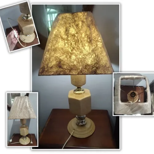 ? Abajur Vintage Anos 70/80 ? 63cm ? C/ PLÁSTICO ORIGINAL DA ÉPOCA!