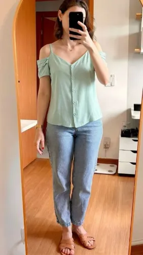 blusa feminina verde pastel p