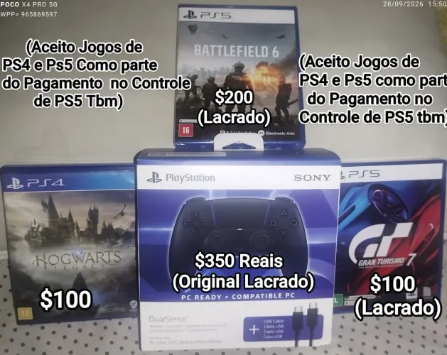 Vendo e Troco Jogos de PS4/PS5 e Controle de PS5 Original Lacrado (Leia o Anúncio)