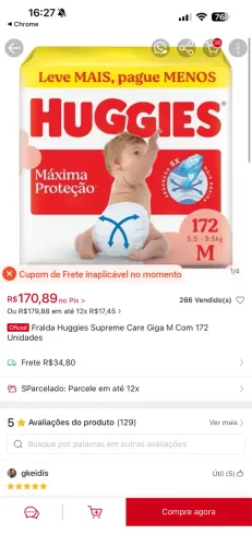 Vende-se fralda Huggies M 