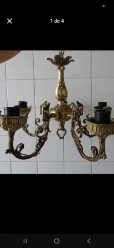 Lustre de Bronze Com 5 Cúpulas