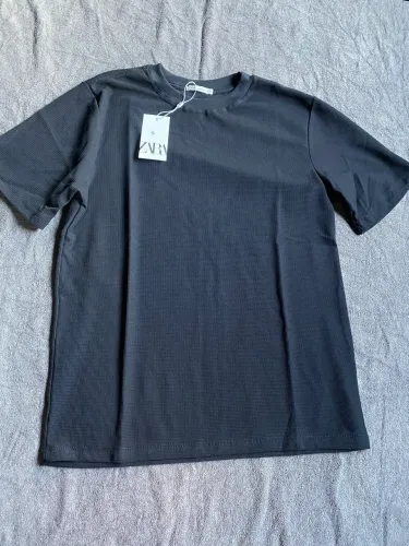 Camiseta Zara Oversized Texturizada Waffle Preta Tam M Nova Com Etiqueta