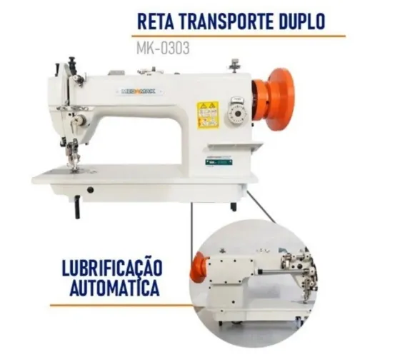 MAQUINA DE COSTURA MK-0303 RETA TRANSPORTE DUPLO COM LUBRIFICAÇÃO AUTOMÁTICA