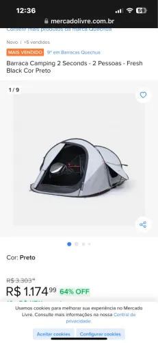 Barraca Camping 2seconds Fresh&black.