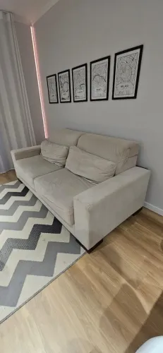 Sofá Retrátil Zig Zag 2 Lugares - Suede Bege | 2,00 m | Alto Padrão