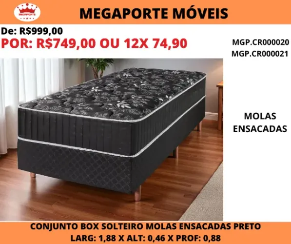 Conjunto Box Solteiro Molas Ensacadas