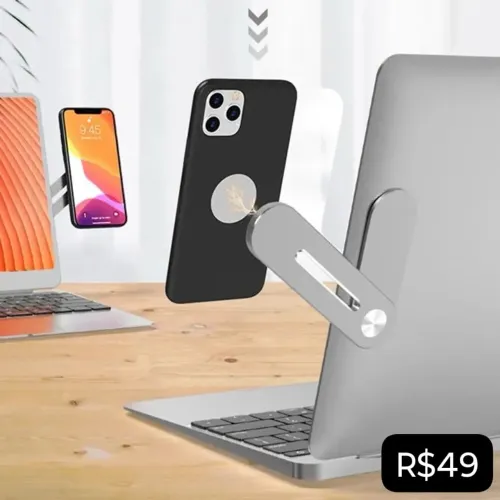 Suporte Celular para Notebook em Alumínio - Produto Novo